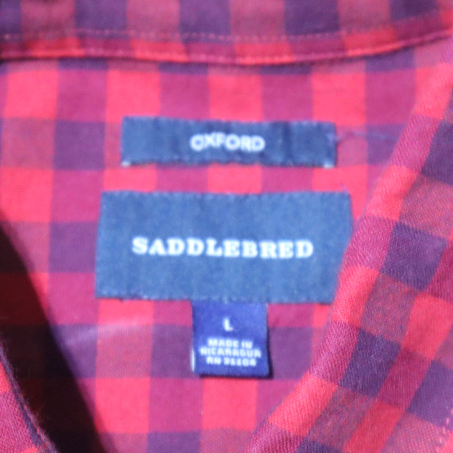 Vintage Vintage Saddlebred Red Plaid Cotton Button-Down Shirt Long Sleeve Men Large Casual Size US L / EU 52-54 / 3 - 3 Thumbnail