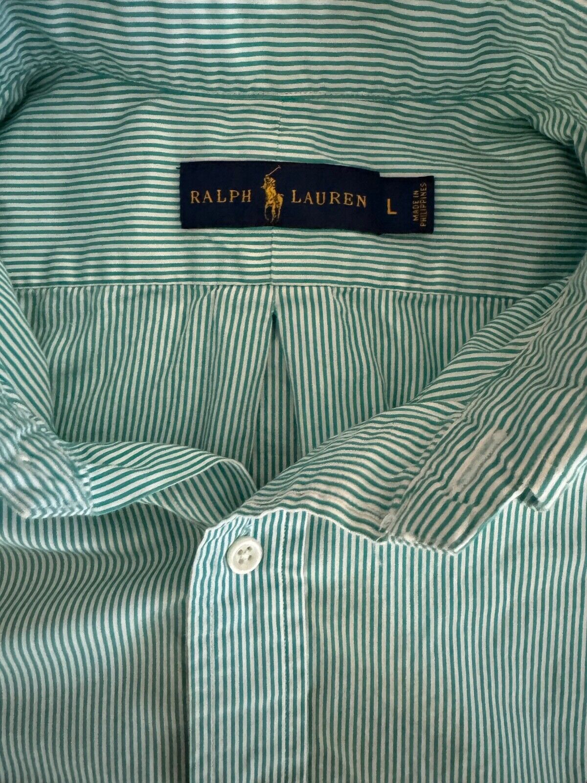 Polo Ralph Lauren Polo Ralph Lauren Mens L Green White Button Up Preppy Size US L / EU 52-54 / 3 - 3 Thumbnail