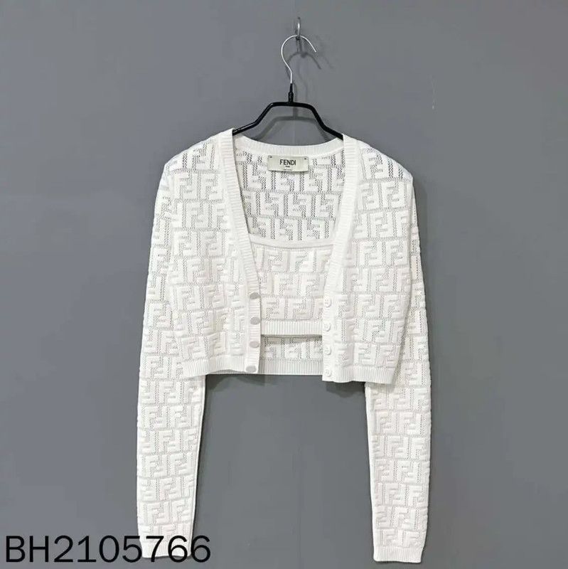 Fendi Fendi White Knitted Cardigan and Top Set 0089 Size ONE SIZE - 1 Thumbnail