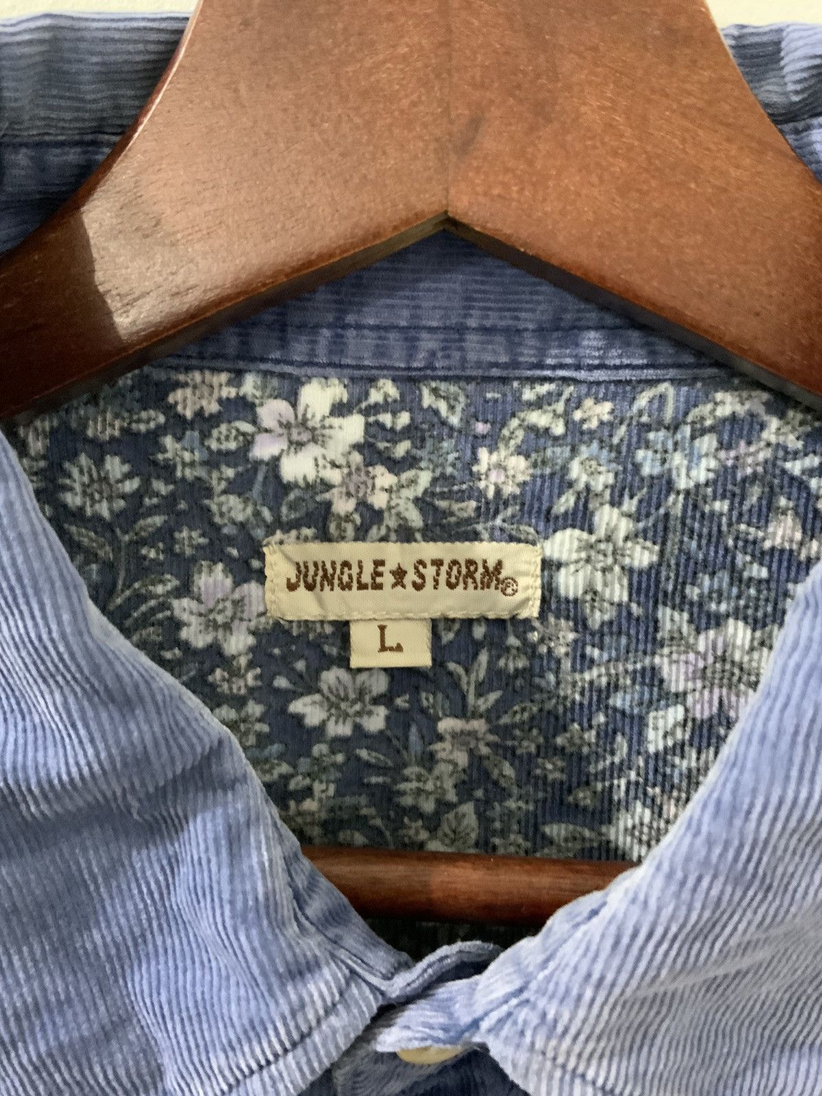 If Six Was Nine Jungle Strom Chambray Quilted Indigo Corduroi Shirt Size US L / EU 52-54 / 3 - 9 Thumbnail