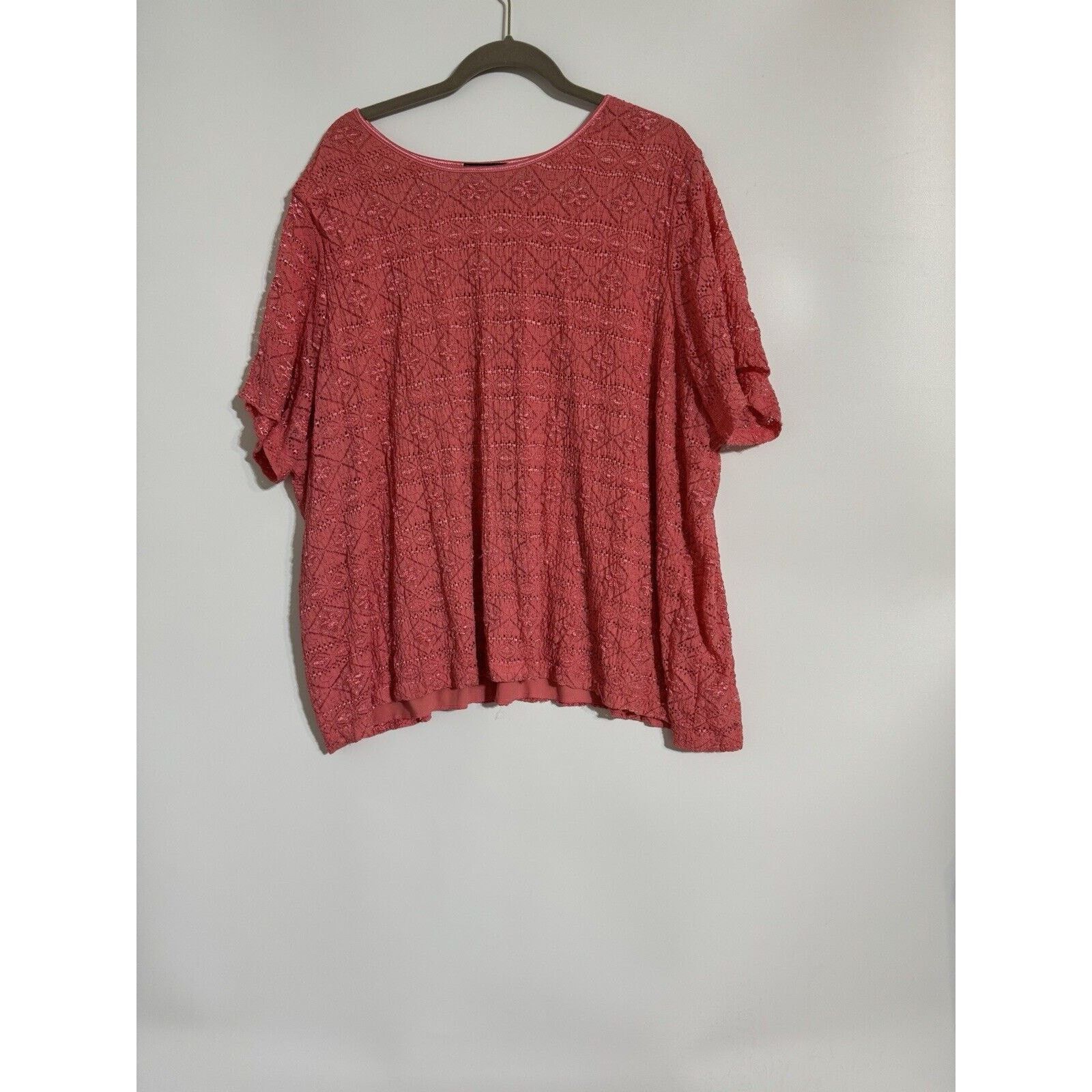 Other Vintage Top Womens Plus 4X Coral Lined Metallic Threads Size 4XL / US 24-26 - 1 Thumbnail