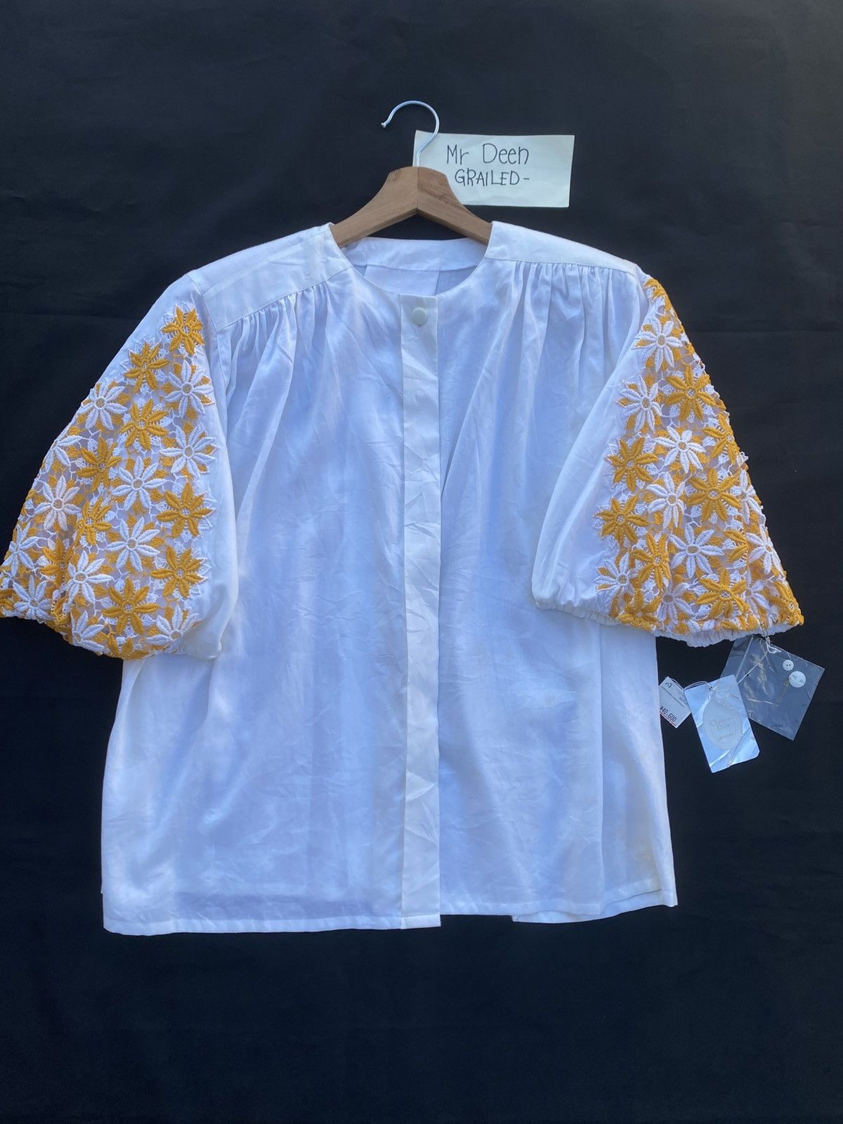 Vintage Christian Dior Embroidered Balloon Sleeve Blouse