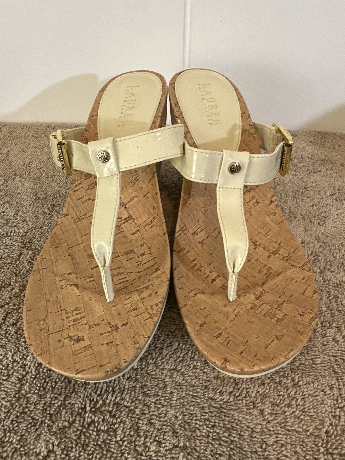 Lauren Ralph Lauren Ralph Lauren Roseanne T-Strap Wedge Sandals Size US 9 / IT 39 - 3 Thumbnail