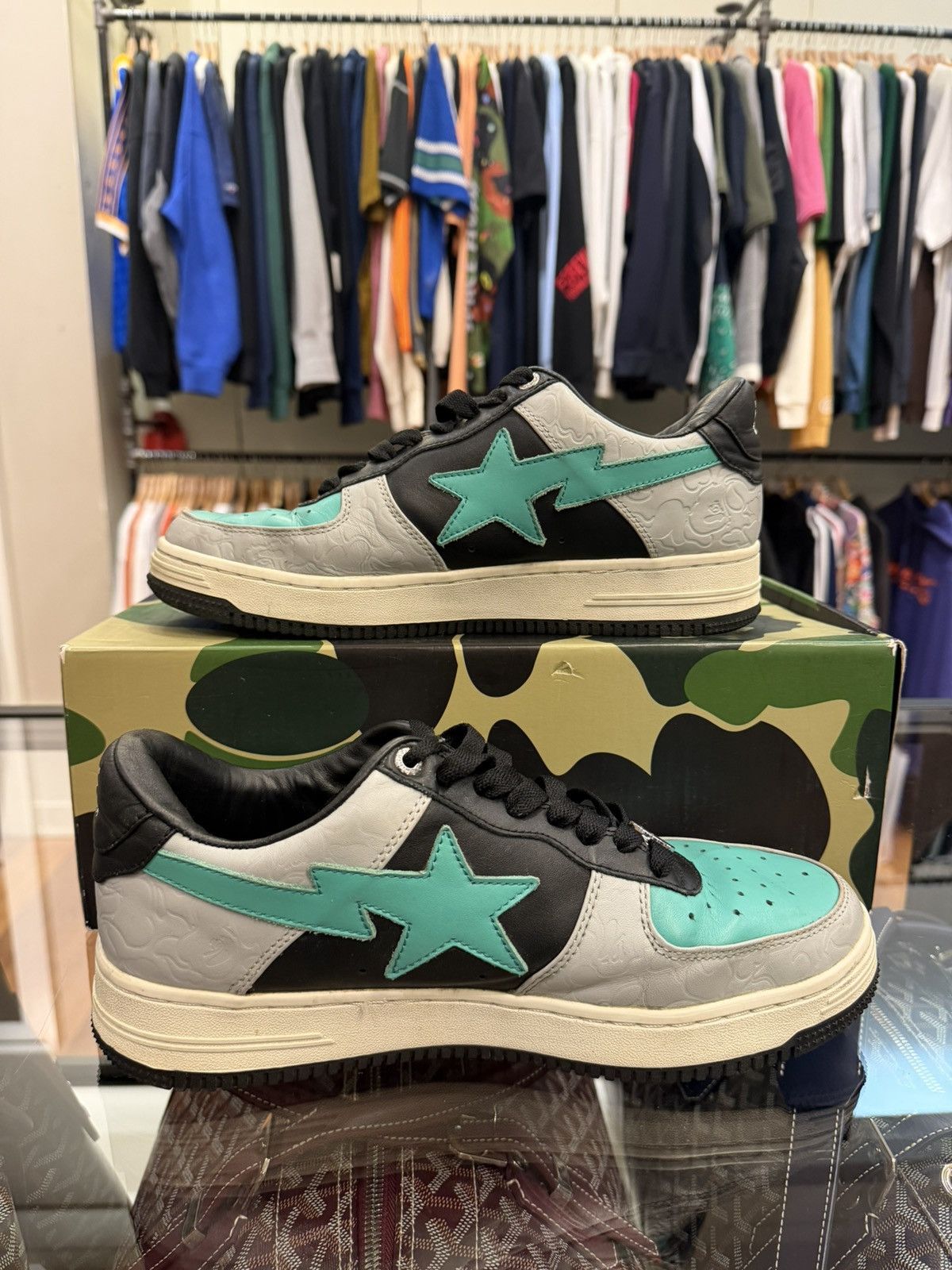 Bape Bathing Ape Bape Sta Low Grey Green' Size US 9 / EU 42 - 2 Thumbnail