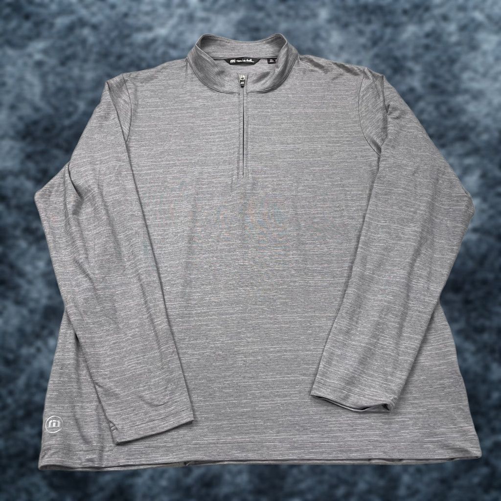 TravisMathew Travis Mathew Jacket Mens 2XL Gray Havasu Striped Pullover 1/4 Zip Golf Jacket Size US XXL / EU 58 / 5 - 1 Thumbnail