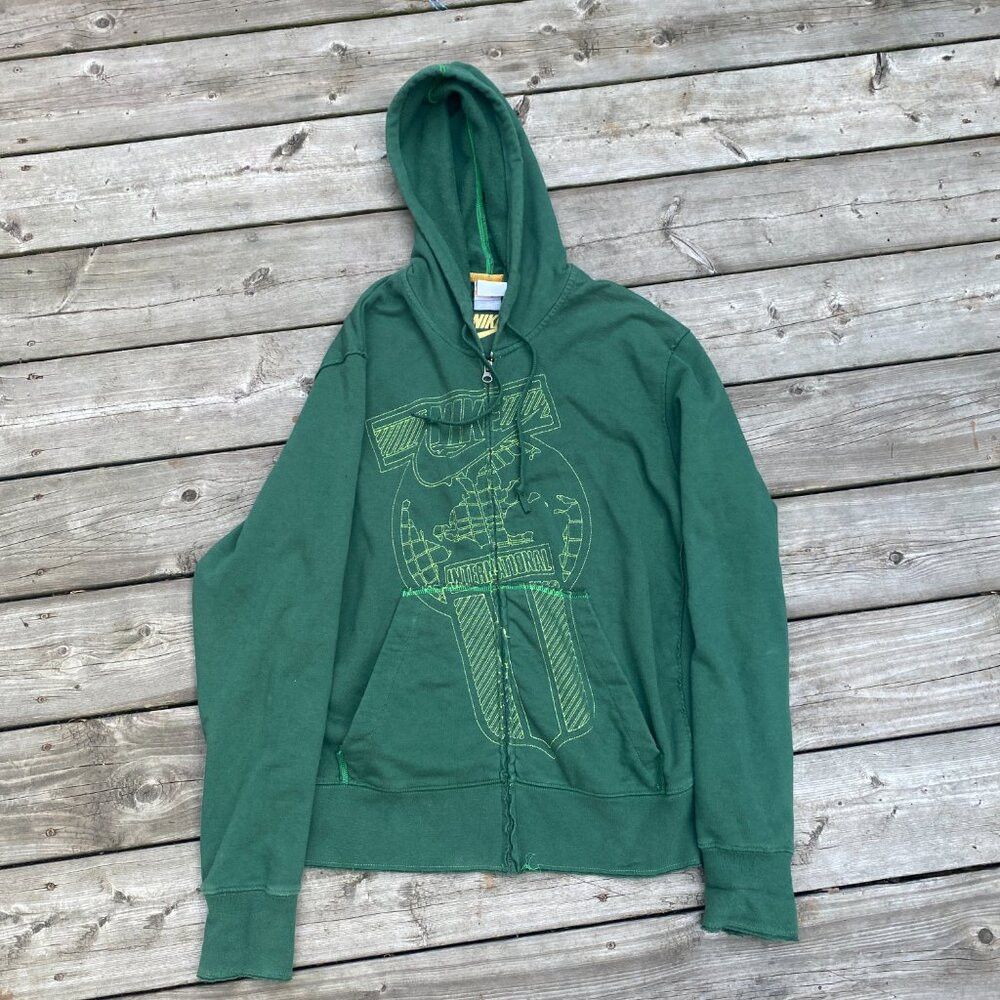 Nike × Vintage Vintage Y2K Nike ALYX Zip Up Hoodie Large Green Embroidered Size US L / EU 52-54 / 3 - 4 Thumbnail