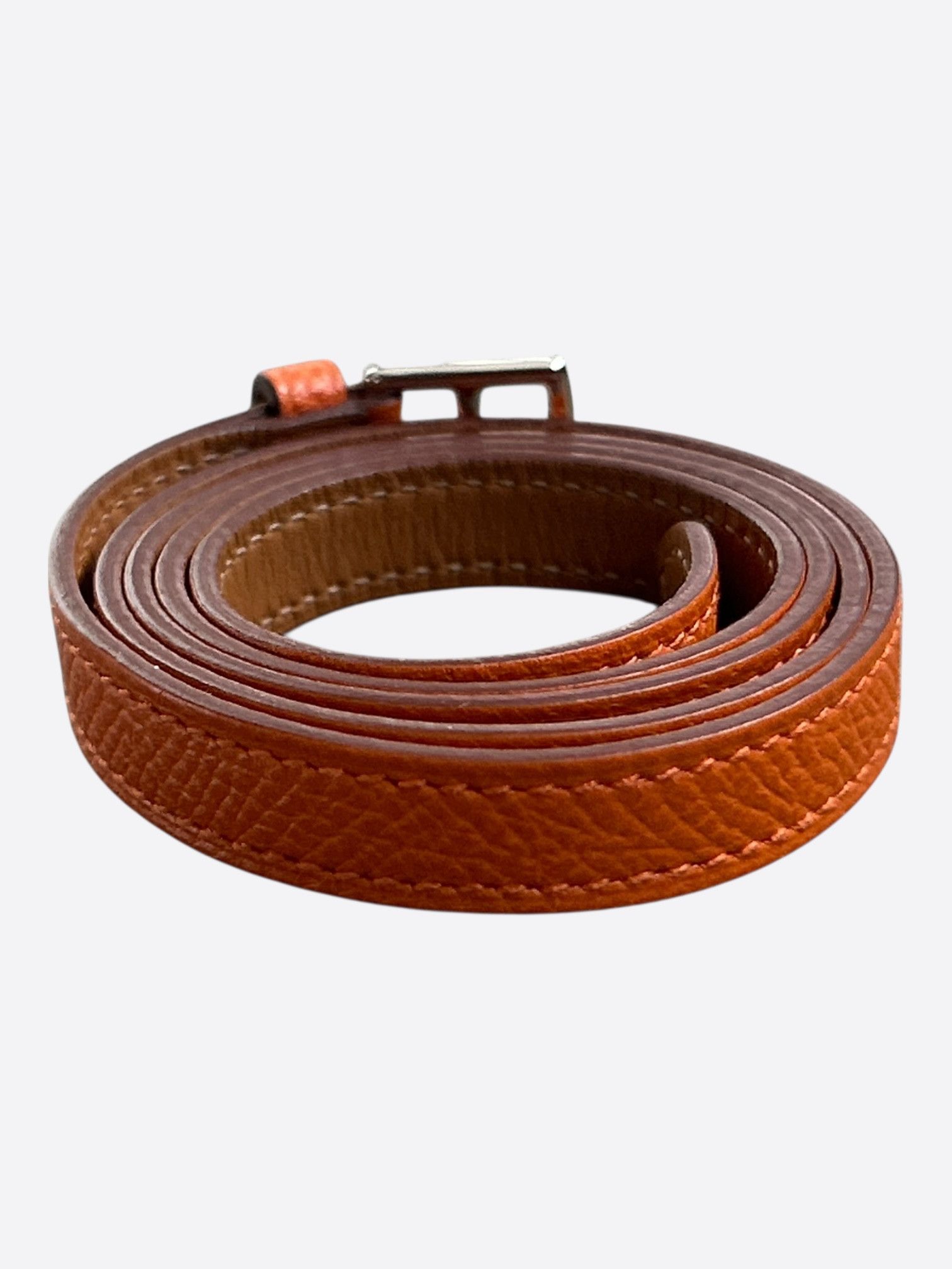 Hermes Orange Epsom Palladium Hardware Etriviere Double Bracelet Size ONE SIZE - 2 Thumbnail