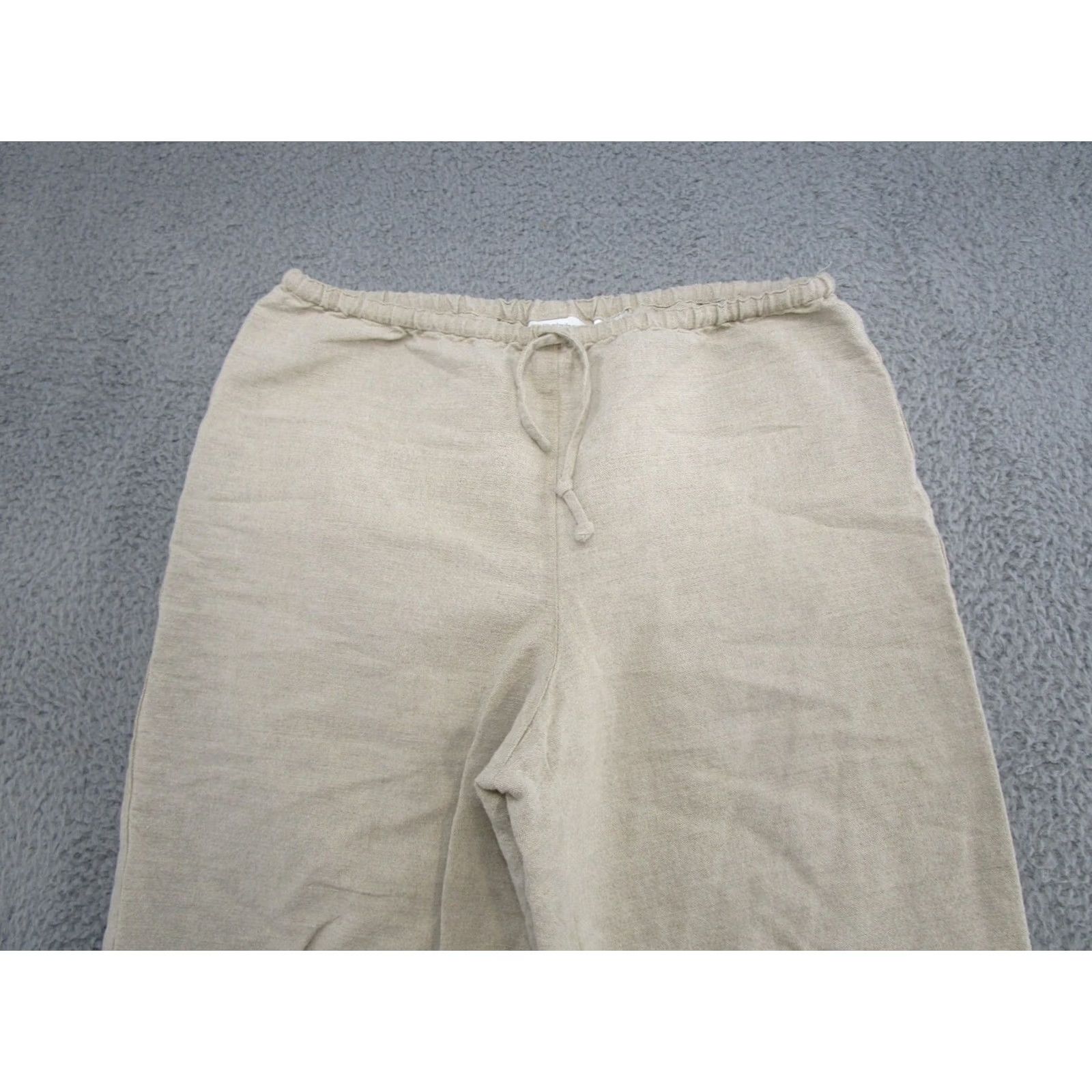 Liz Claiborne Liz Claiborne Beige Linen Blend Elastic Waist Pants Women Size 8 Wide-Leg Casual Travel Chino Size 30" / US 8 / IT 44 - 2 Thumbnail