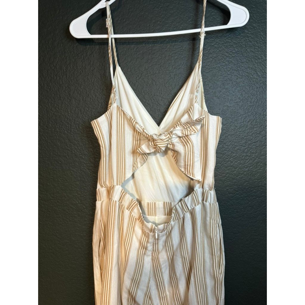 Other Black Tape Tan & WHITE STRIPED JUMPSUIT Size M Size 30" / US 8 / IT 44 - 3 Thumbnail