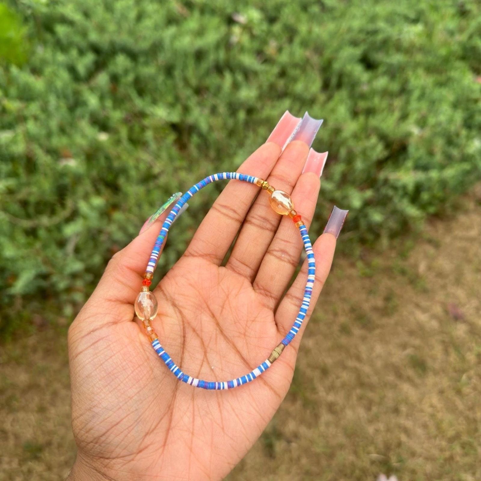 Handmade African heishi bead beaded screw on anklets from Ghana Size ONE SIZE - 3 Thumbnail