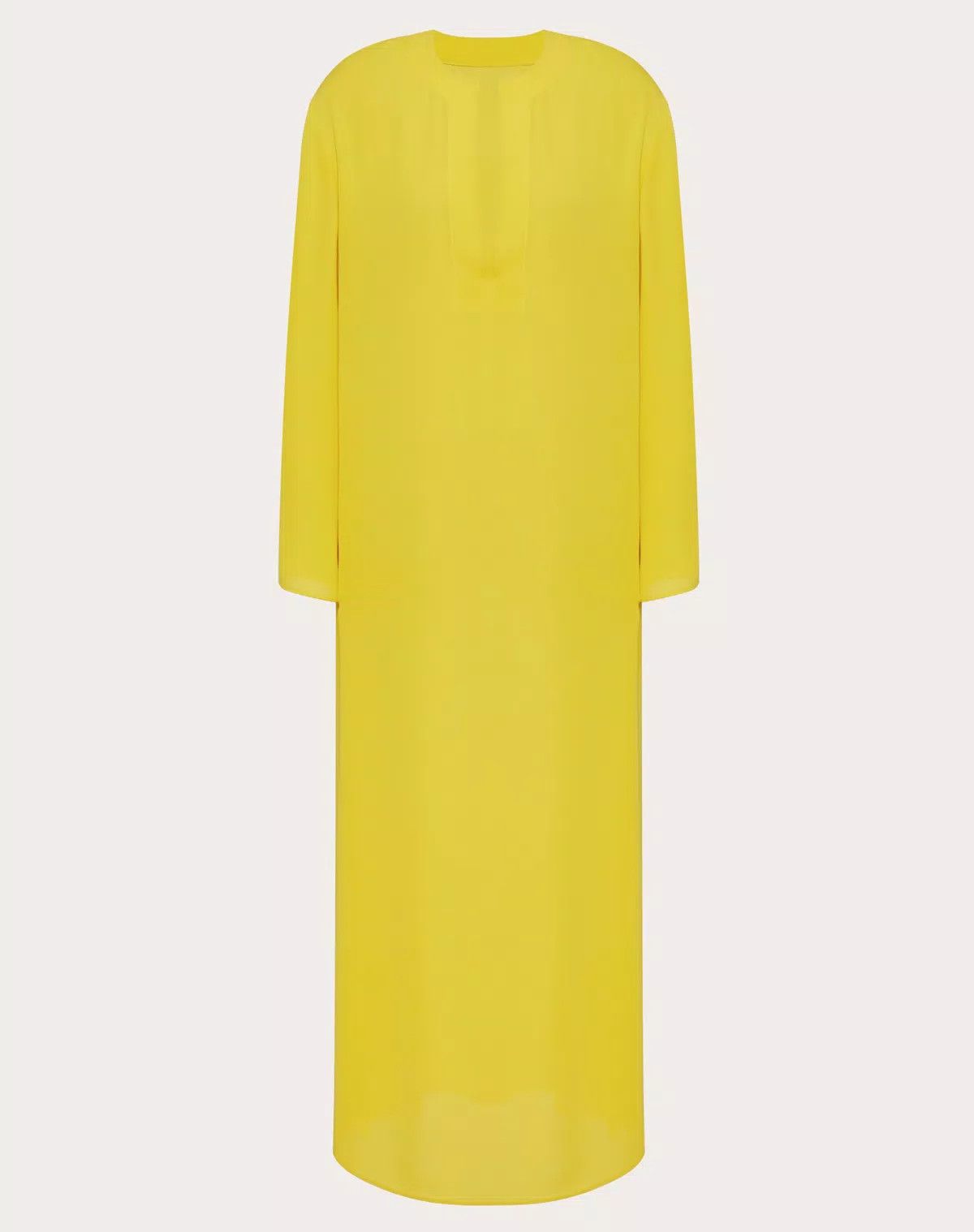 Valentino o1s1wg110925 Georgette Kaftan Dress in Bright Yellow Size M / US 6-8 / IT 42-44 - 1 Thumbnail