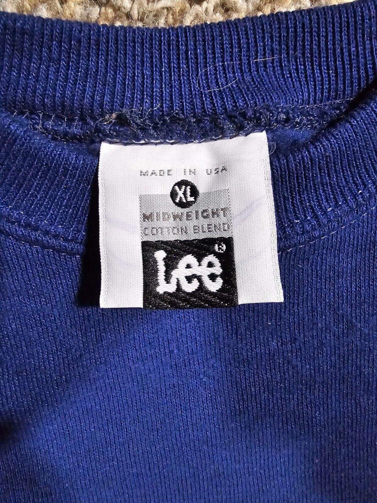 Lee Vtg Lee Midweight Cotton Blend Sweatshirt Blank XL Blue USA Size US XL / EU 56 / 4 - 2 Thumbnail