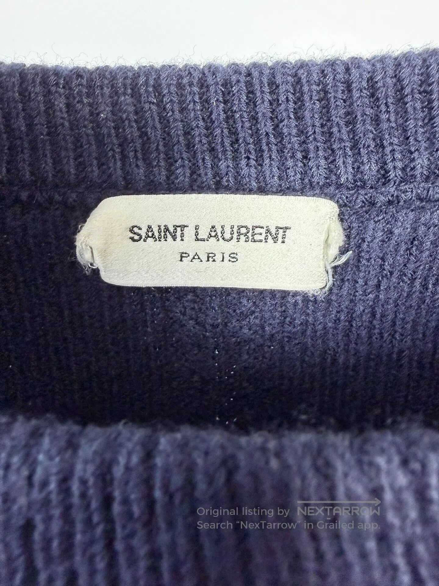 Saint Laurent Paris Saint Laurent Navy Wool Knit Sweater. Size US L / EU 52-54 / 3 - 4 Thumbnail