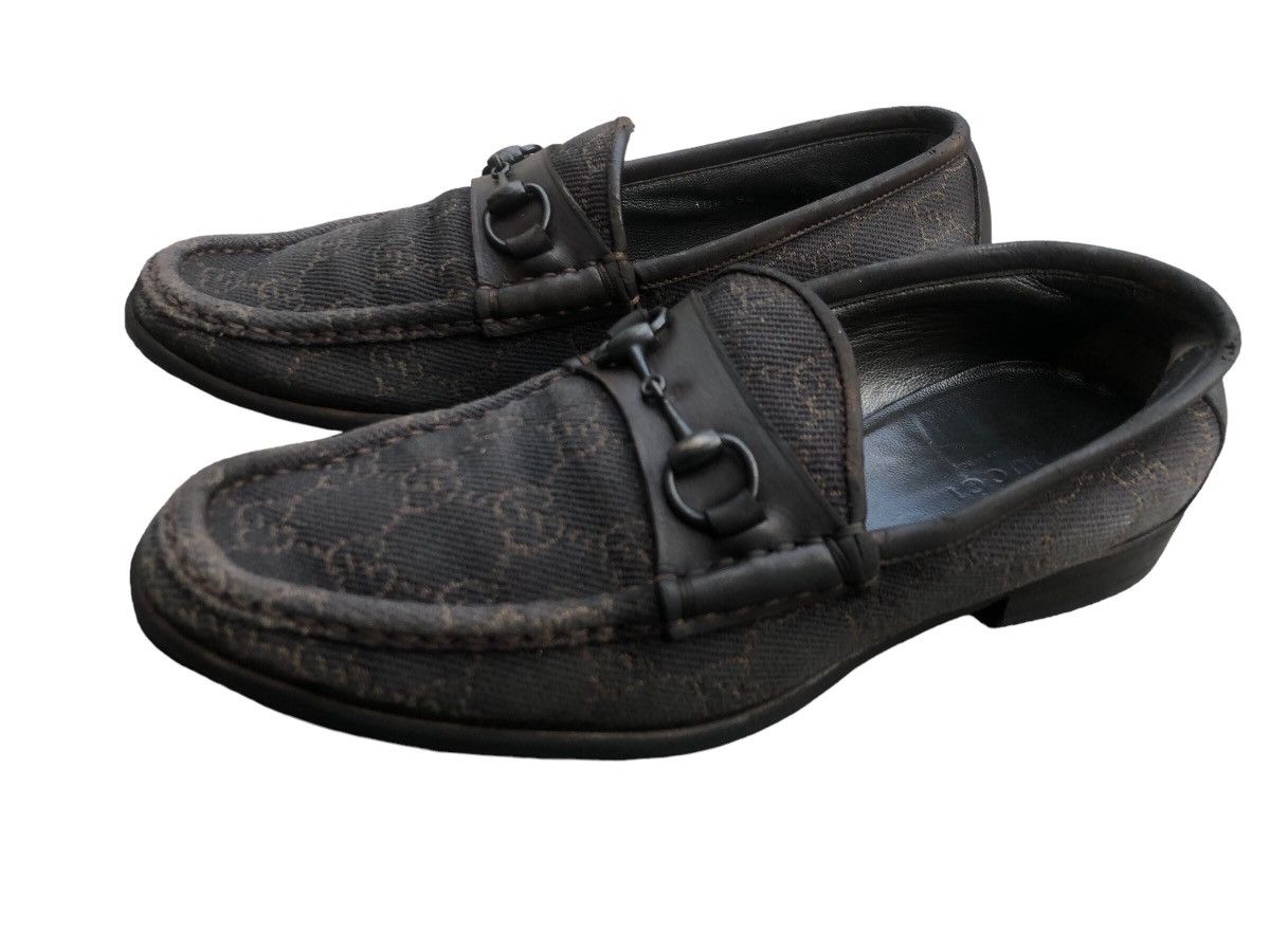 🔥 GUCCI Denim GG Vintage Monogram Loafers Dress Shoes Black