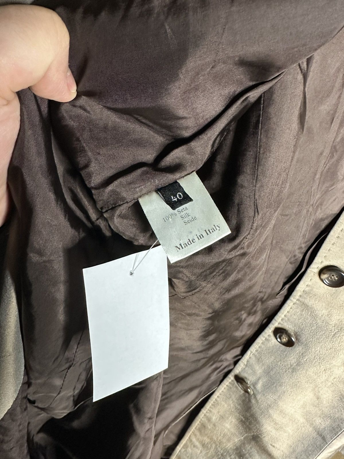 Other Fabrizio Lenzi 100% Silk Blazer Jacket Beige Luxury Size S / US 4 / IT 40 - 6 Thumbnail
