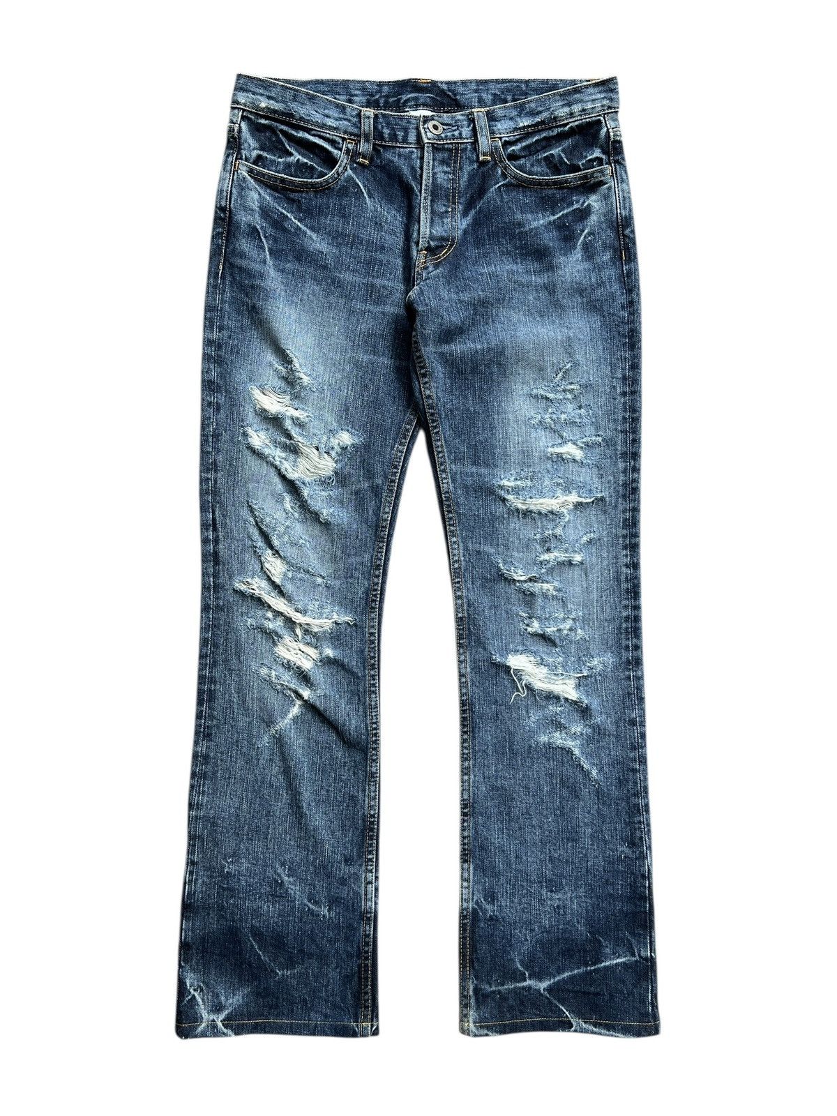 RIPVANWINKLE 1990s Rip Van Winkle Light Boot Cut Ripped Jeans Size US 31 - 1 Thumbnail