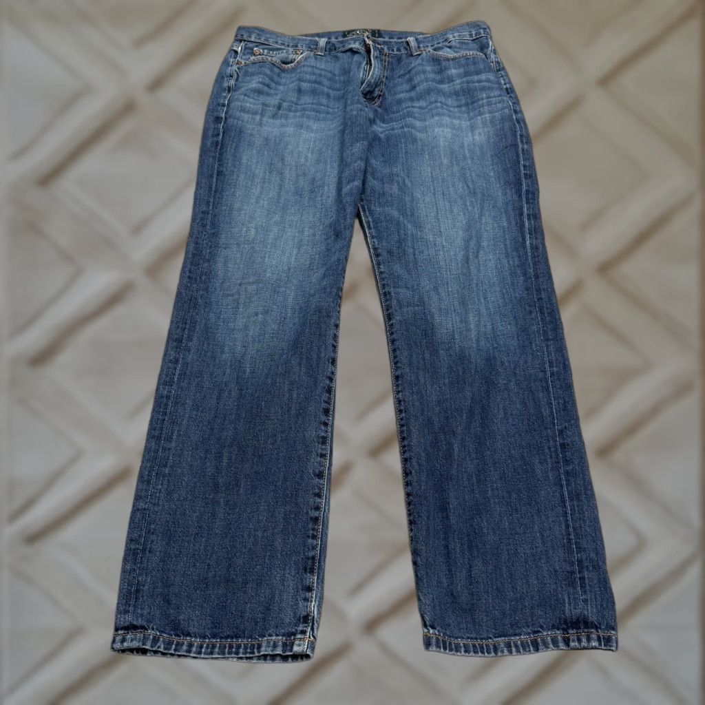 Lucky Brand 221 Straight Leg Jeans Mens 36R Blue Dark Wash Cotton