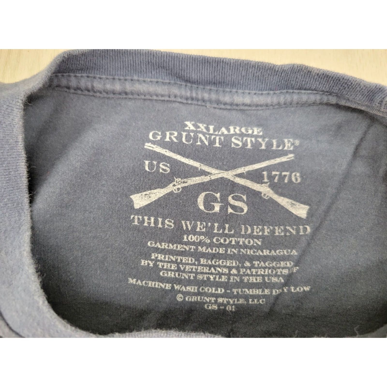 Vintage Grunt Style T Shirt Mens 2XL Blue LIBERTY THROUGHOUT Graphic Army Military Size US XXL / EU 58 / 5 - 7 Thumbnail