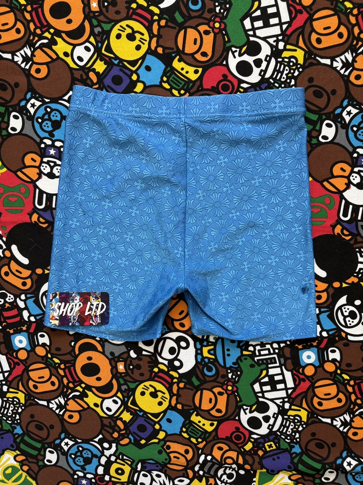 Chrome Hearts Chrome Hearts Womens Blue Monogram Biker Shorts Size 28" / US 6 / IT 42 - 9 Thumbnail