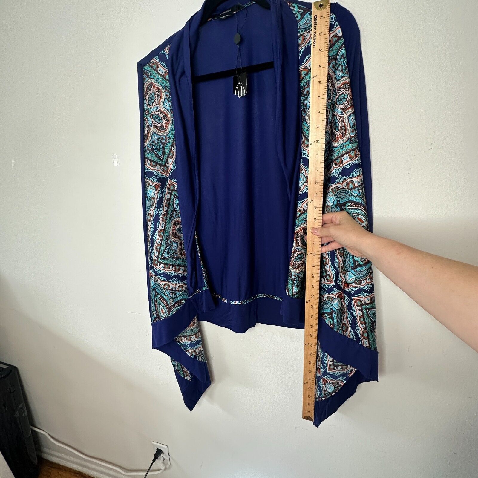 Other Vertigo Satin High Low Paisley Royal Blue Drape Cardigan S Size S / US 4 / IT 40 - 12 Thumbnail