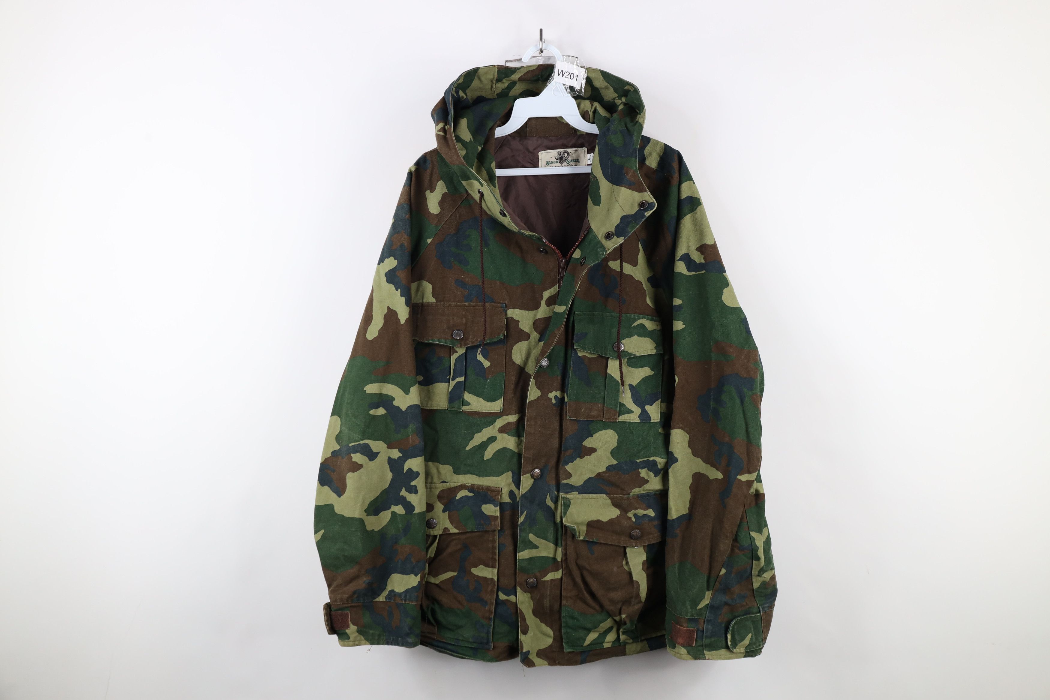 Vintage Vintage 80s 90s Streetwear Canvas Camouflage Hooded Jacket Size US L / EU 52-54 / 3 - 1 Thumbnail
