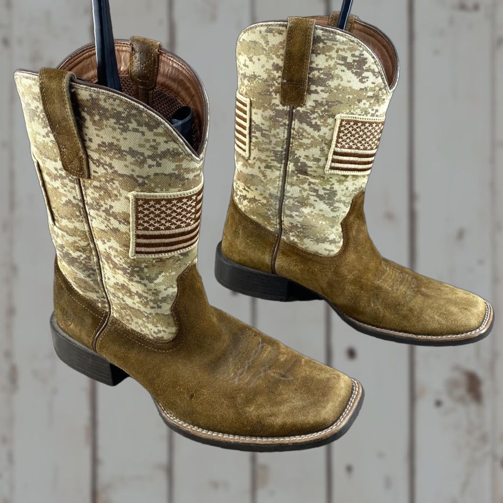 Ariat Ariat Mens 13 D Cowboy Boots Sport Patriot Sand Storm Leather Camo American Flag Shirt? Size US 12 / EU 45 - 1 Thumbnail