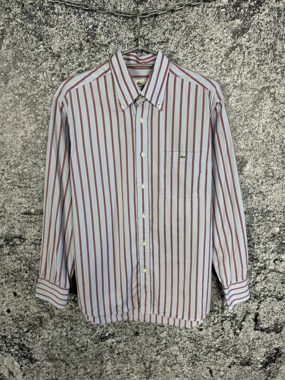 Lacoste Lacoste Vintage Long Sleeve Striped Shirt Button Up Size 42 Size US XL / EU 56 / 4 - 1 Thumbnail