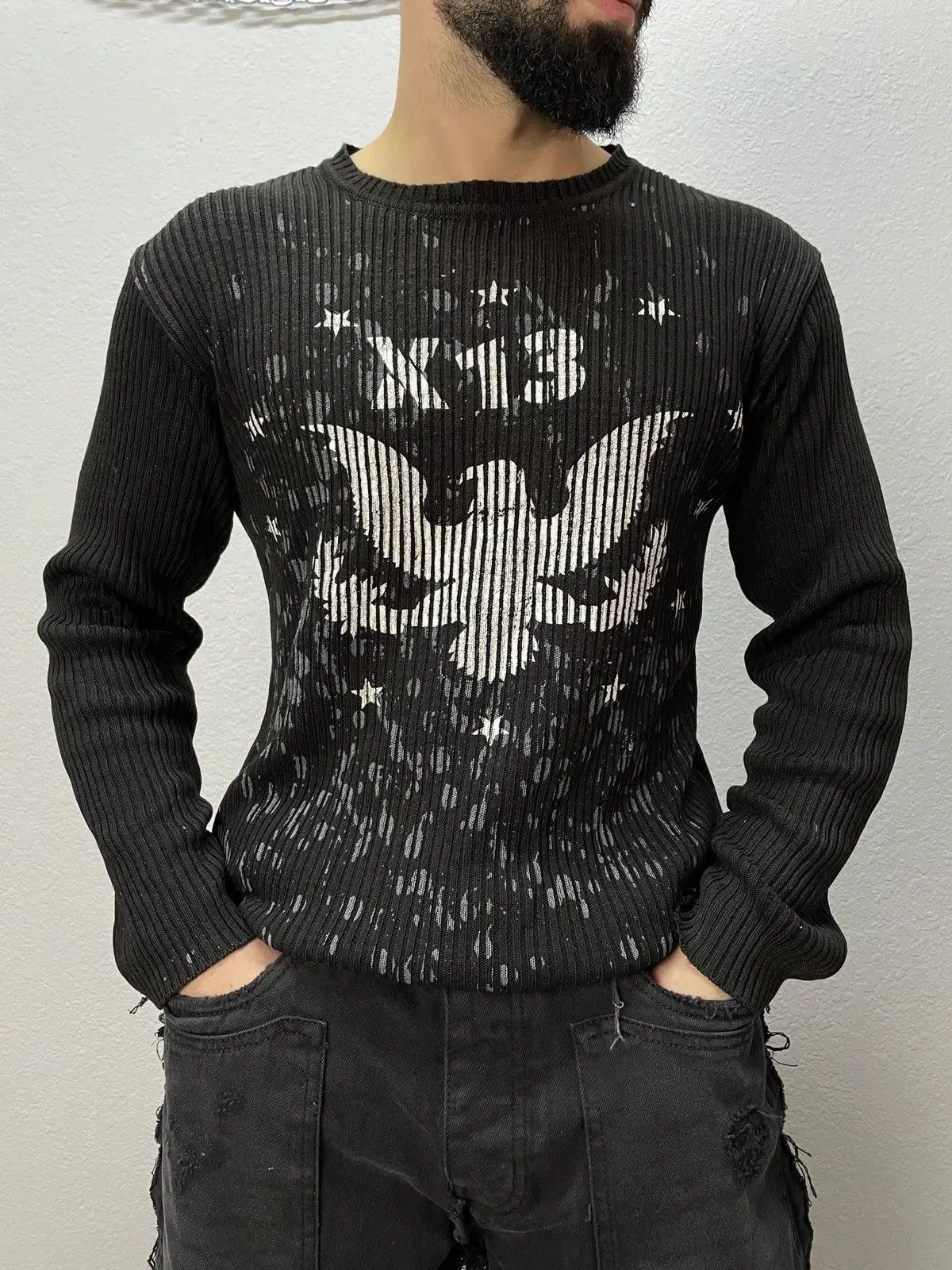 Japanese Brand × Vintage Vintage Avant Garde Style Striped Sweater Faded Y2K knitted Size US M / EU 48-50 / 2 - 1 Thumbnail