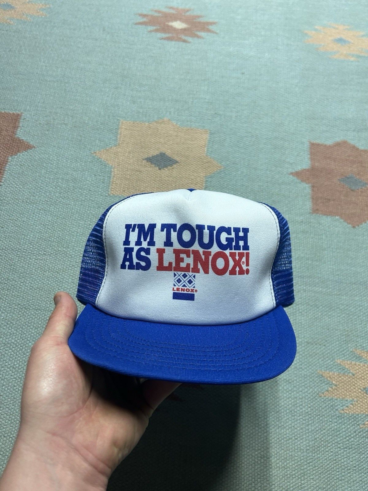 Vintage Vtg 80s trucker hat I’m tough as Lenox tools red blue USA Size ONE SIZE - 2 Thumbnail