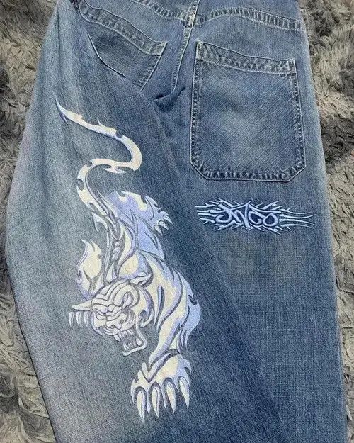 Japanese Brand × Vintage Hip Hop Tiger Graphic Goth Retro Blue Size US 32 / EU 48 - 4 Thumbnail
