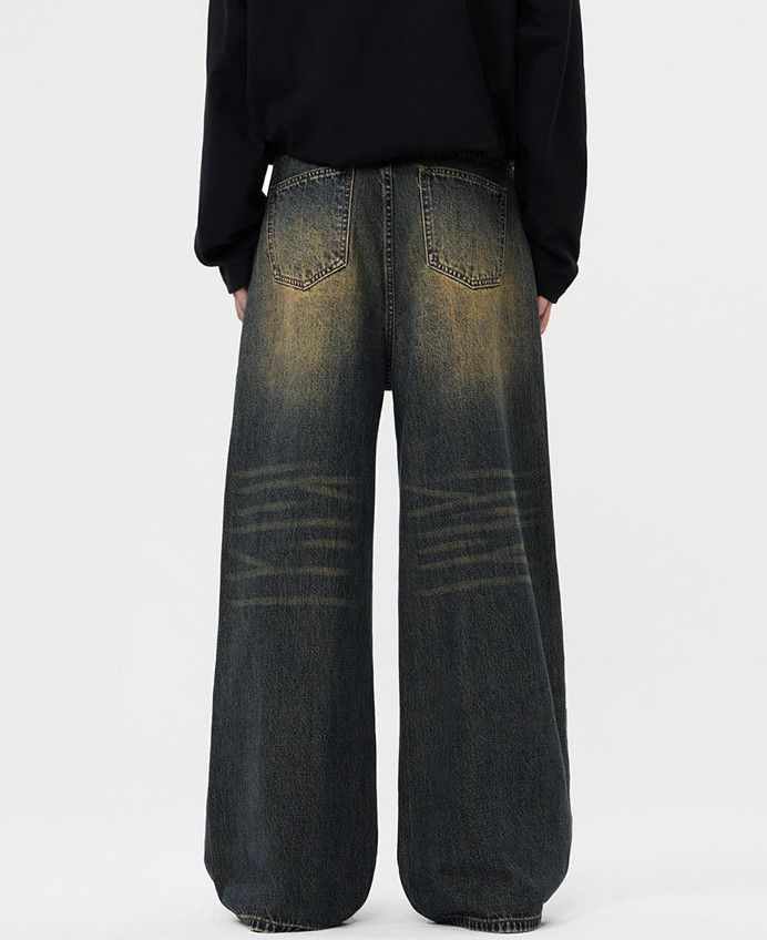 Vintage Retro washed distressed men's loose straight baggy jeans Size US 32 / EU 48 - 4 Thumbnail