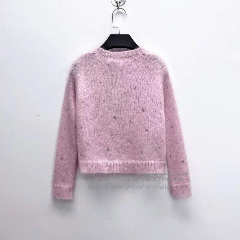 Miu Miu Miu Miu Light Pink Wool Logo Cardigan . Size L / US 10 / IT 46 - 2 Thumbnail