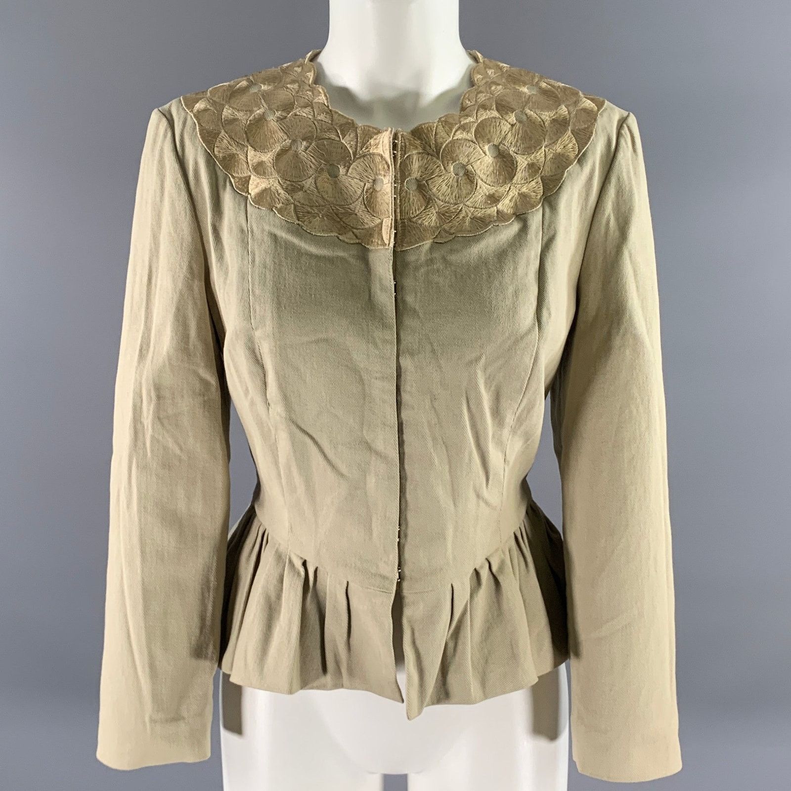 Ports 1961 PORTS 1961 Size 12 Khaki Cotton Blend Embroidered Jacket Size XL / US 12-14 / IT 48-50 - 1 Thumbnail