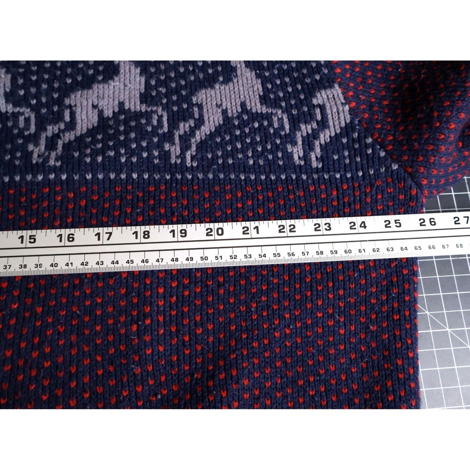 Vintage VINTAGE Men's XL Dark Red Blue Birdseye Sweater Crewneck Knit Reindeer Motif 90s Size US XL / EU 56 / 4 - 7 Thumbnail