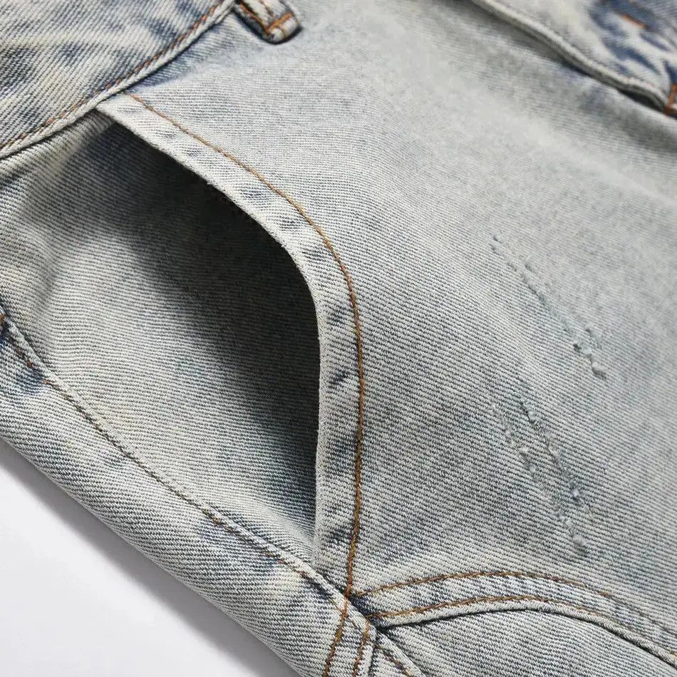 Japanese Brand Street Spliced Trousers Straight Leg Loose Denim Pants Size US 32 / EU 48 - 6 Thumbnail