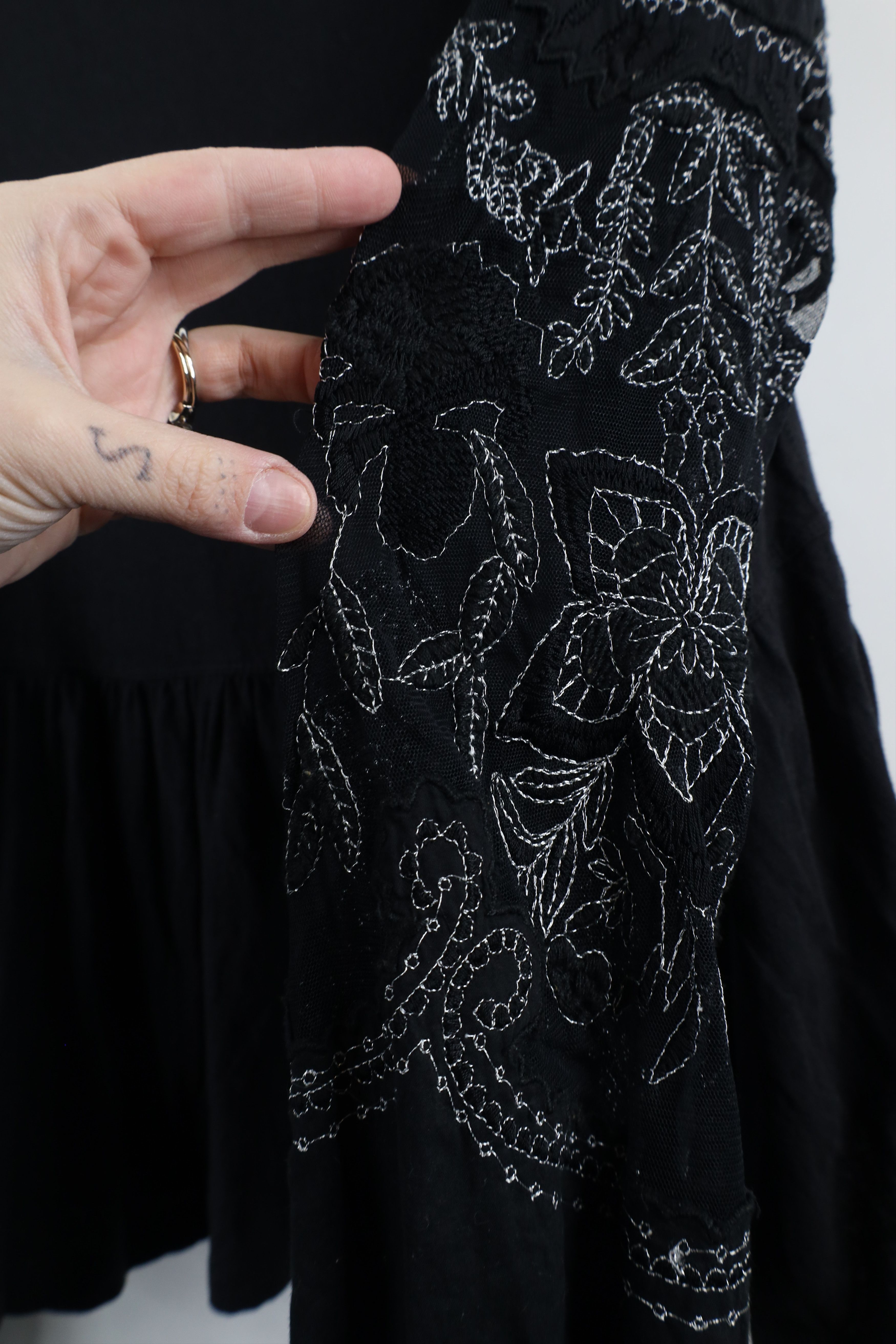 Free People × Vintage Free People Chic Ruffled Lace Flower Puff Sleeve Shirt Top Size S / US 4 / IT 40 - 4 Thumbnail