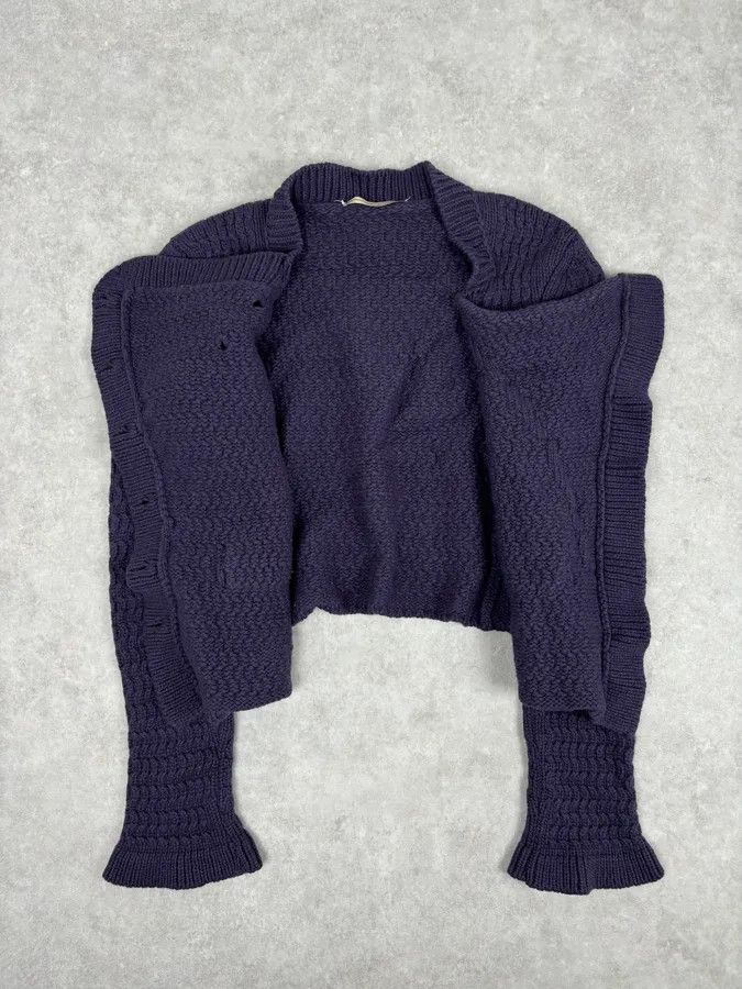 Marithe + Francois Girbaud 2000s Marithé + François Girbaud Asymmetrical Buttoned Wool Purple Cardigan Size S / US 4 / IT 40 - 7 Thumbnail