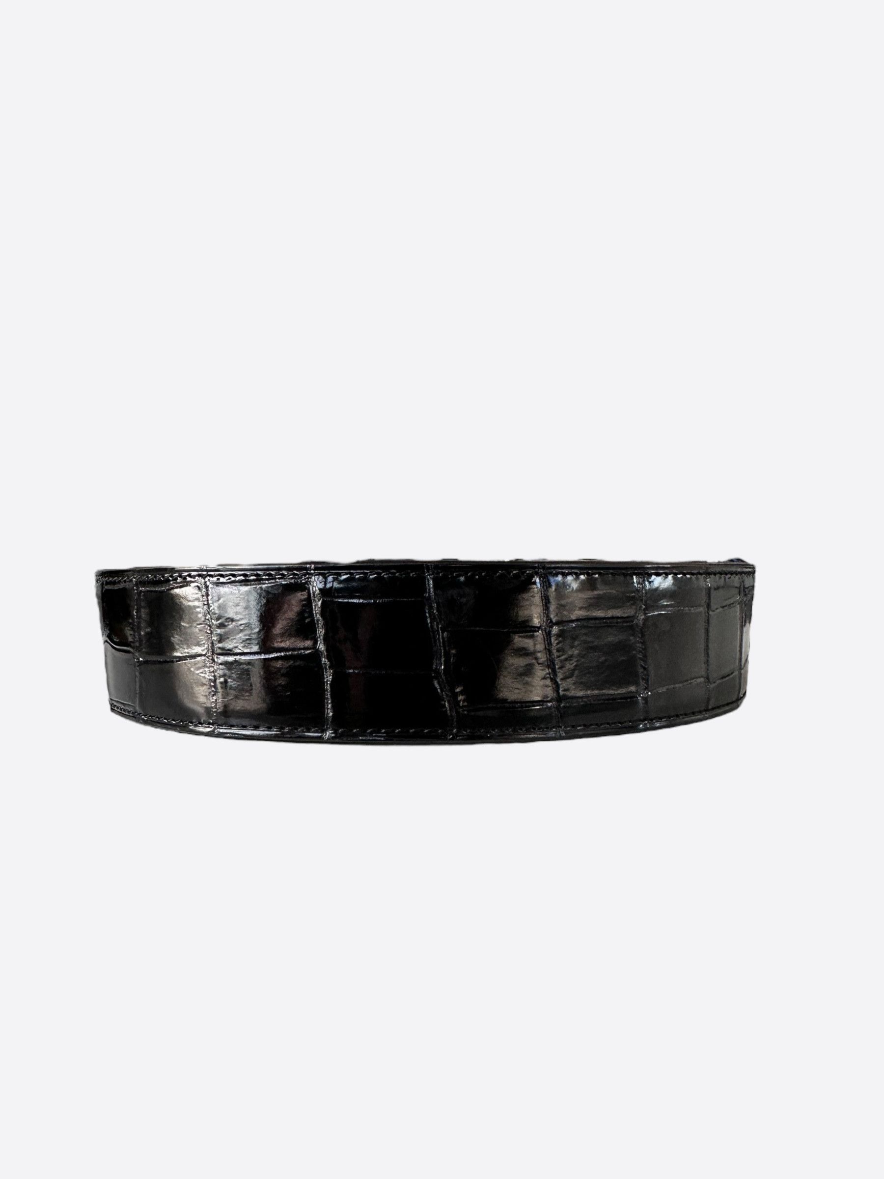 Hermes Hermes Black Crocodile H Logo Belt Size 38 - 3 Thumbnail
