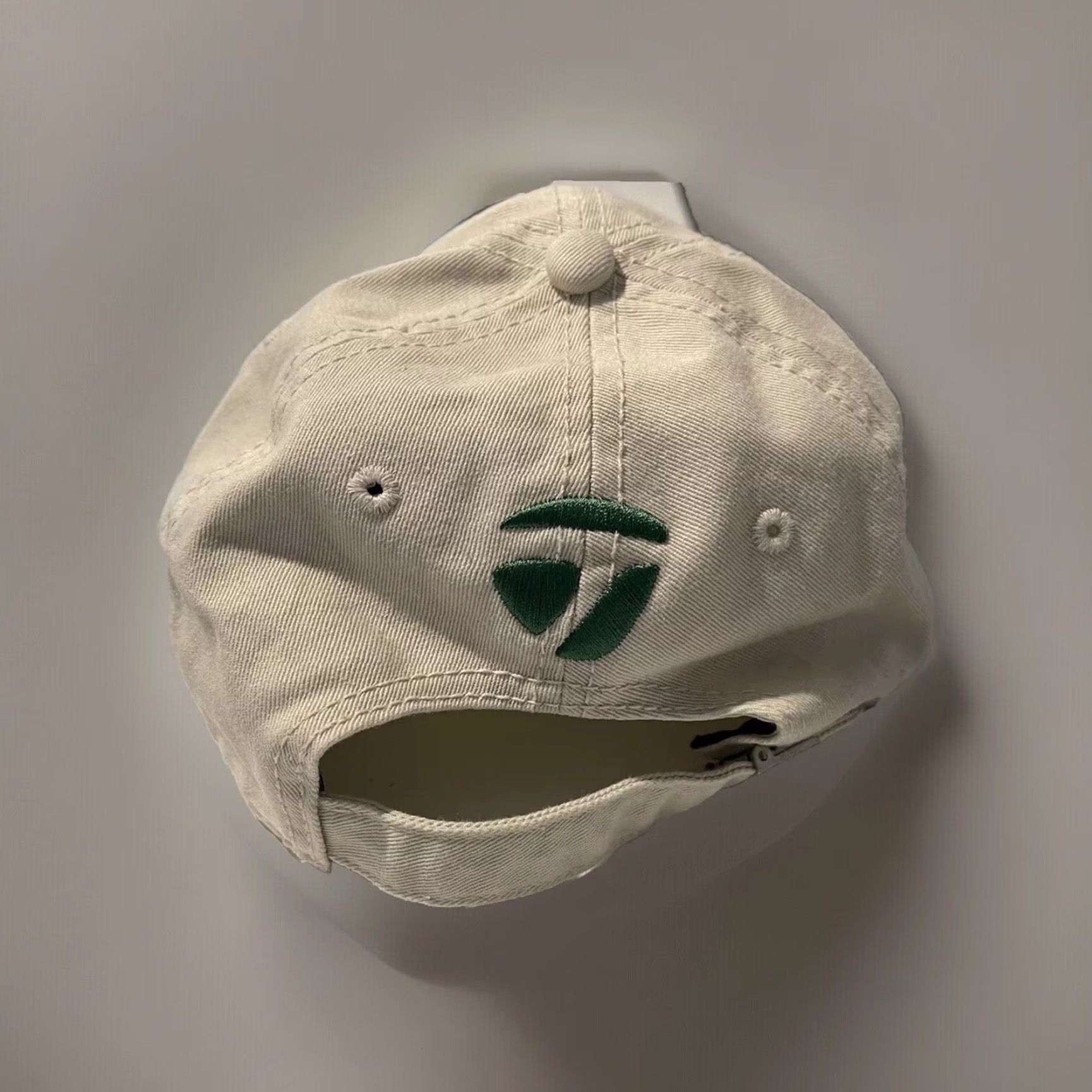 TaylorMade TaylorMade Authentic Adjustable Hat Cap Beige W/ Green Lettering Mens Adjustable Beige Golf Hat Logo American 100% Polyester Cotton Size ONE SIZE - 2 Thumbnail
