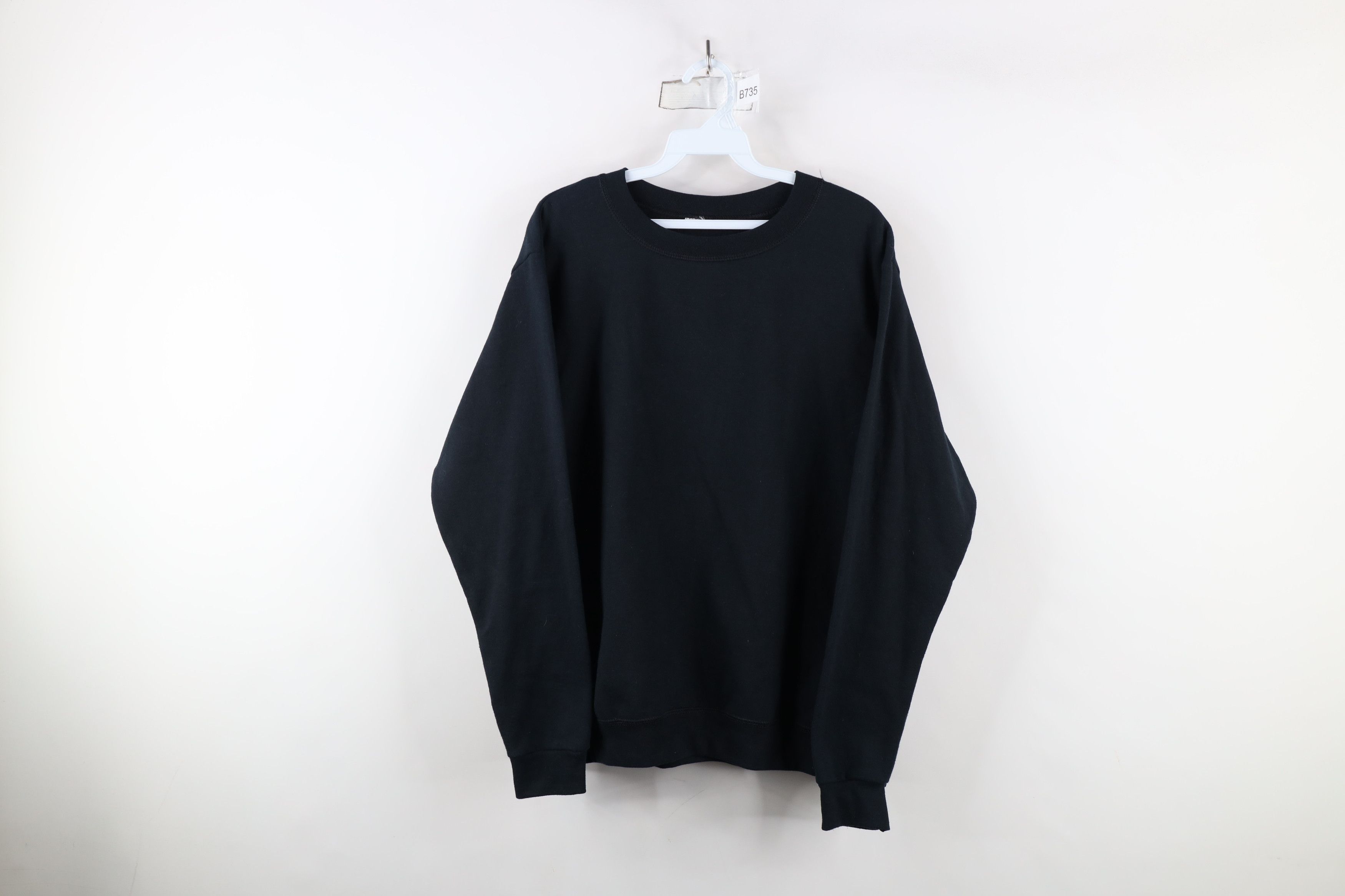 Vintage Vintage 90s Streetwear Faded Blank Crewneck Sweatshirt Black Size US L / EU 52-54 / 3 - 1 Thumbnail