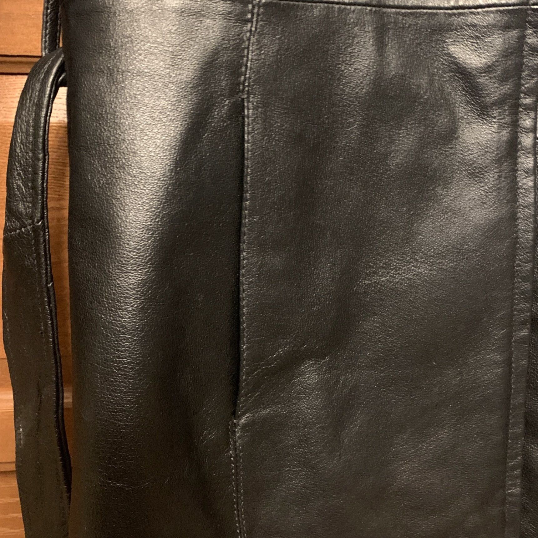 Worthington Worthington Women Large Black Leather Jacket Belted Full Zip Lined | Regular Size | 31" Length | Pockets | Fall Spring Winter | Couture Classic Style Size L / US 10 / IT 46 - 3 Thumbnail