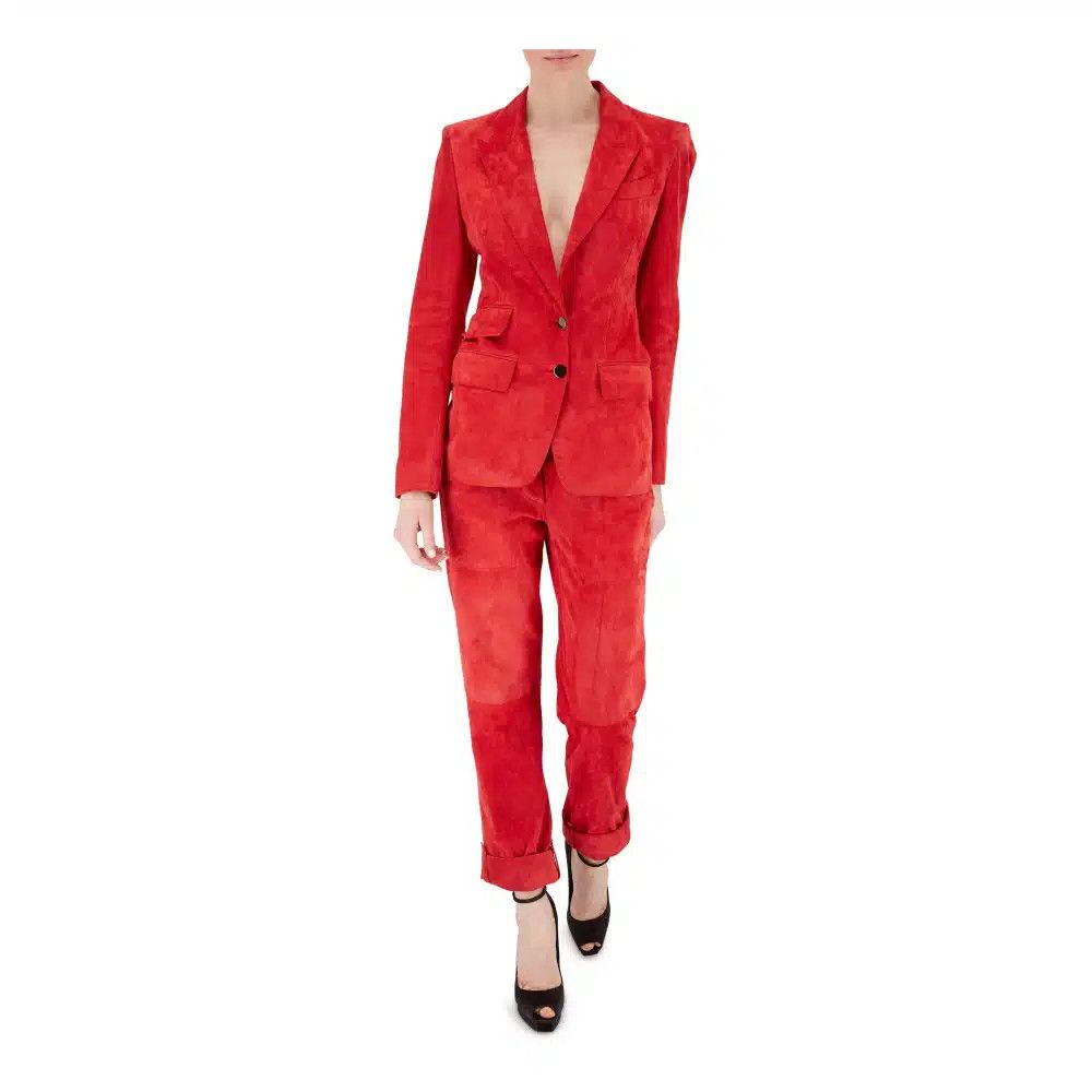 Tom Ford o1sndg0825 PAL686 Suede Pant in Red Size 26" / US 2 / IT 38 - 2 Thumbnail