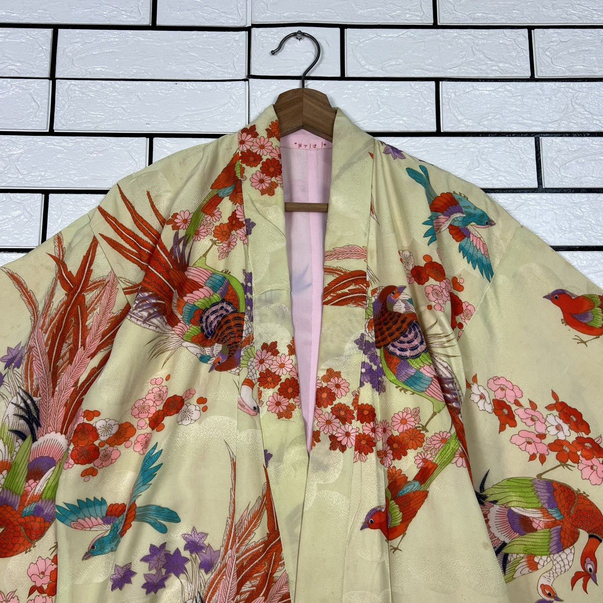Japanese Brand Vintage Kimono Motif Design Phoenixes Florals #4152-C190 Size M / US 6-8 / IT 42-44 - 4 Thumbnail