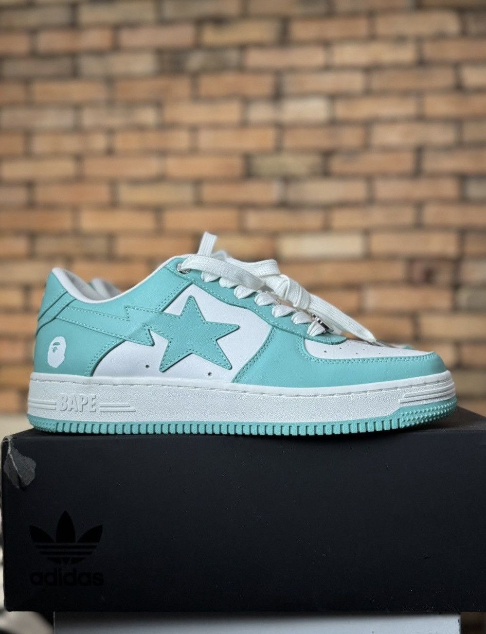 Bape NEW BAPESTA TEAL WHITE MINT GREEN AIR SNEAKERS M1 FORCE Size US 10 / EU 43 - 1 Thumbnail