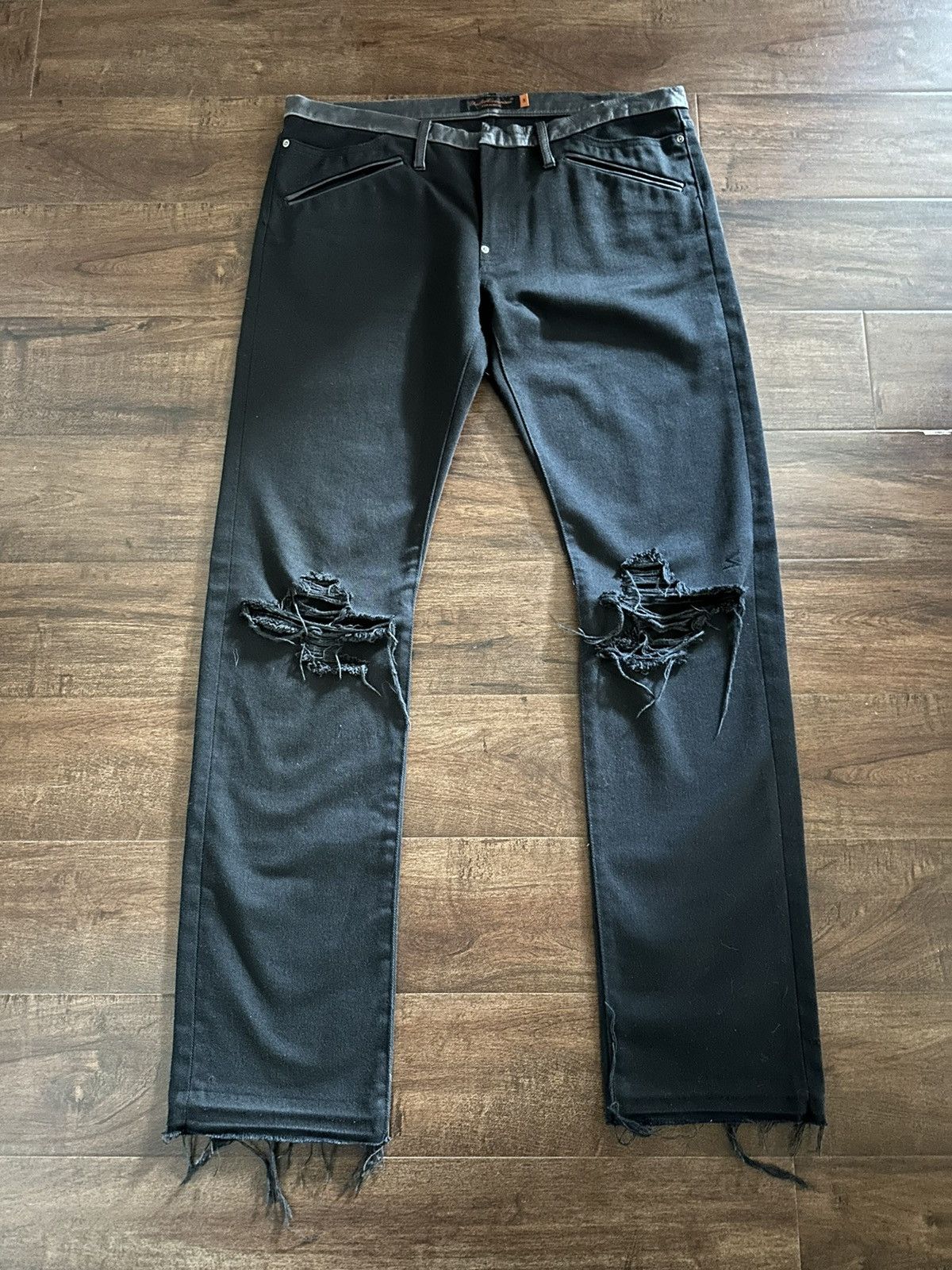 Undercover AW05 Undercover Distressed Leather Cummerbund Denim 