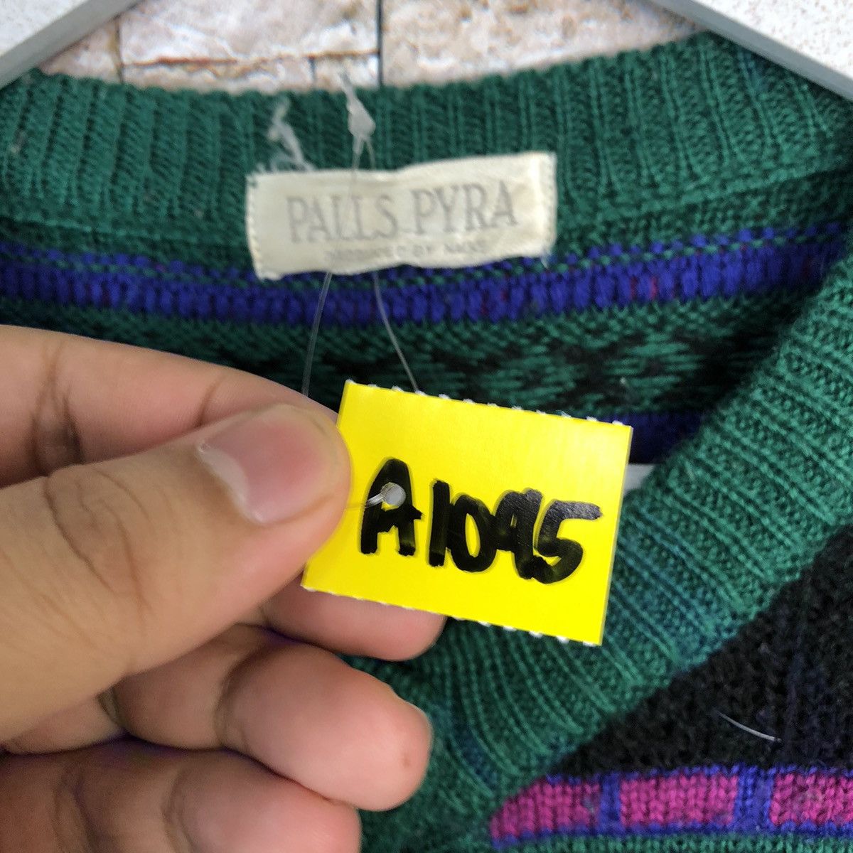 Japanese Brand Palls Pyra vintage japan Green Patterned Cardigan #A1095 Size US M / EU 48-50 / 2 - 10 Thumbnail