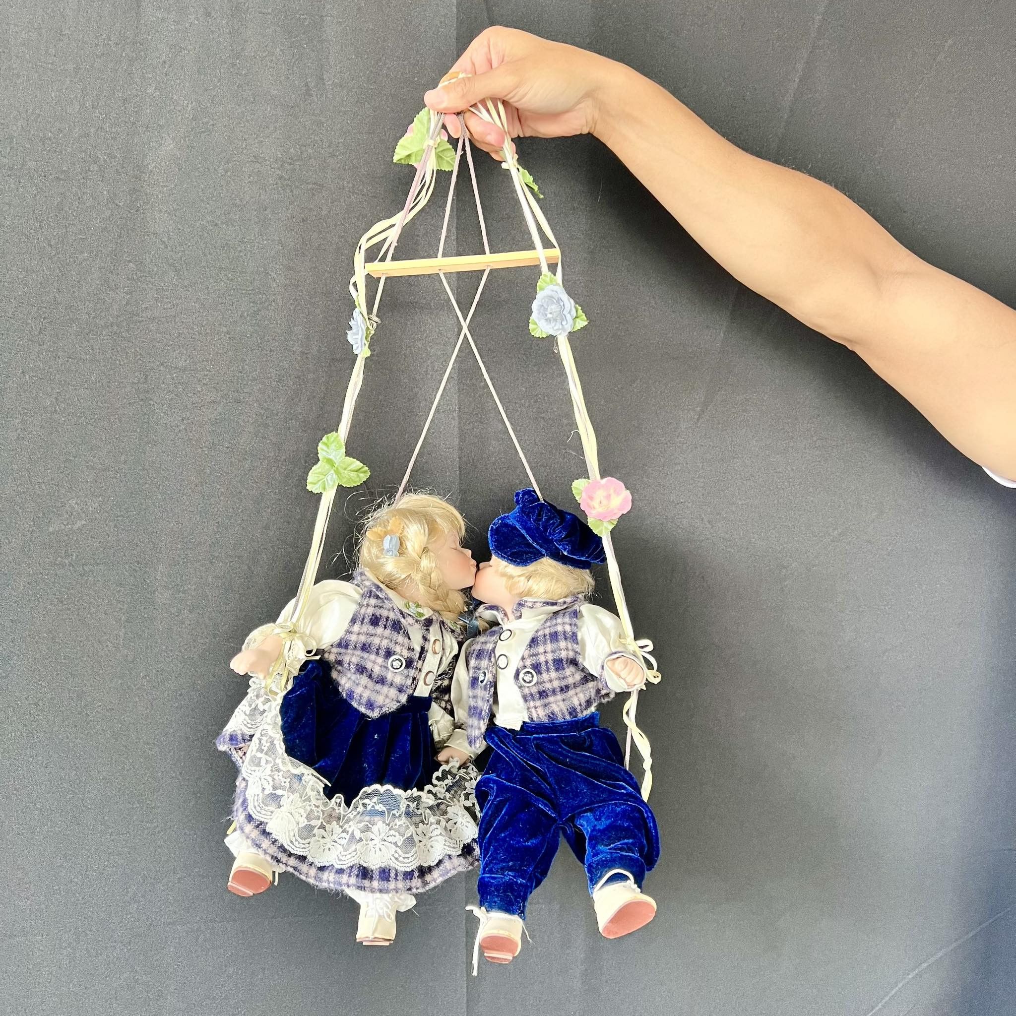 Vintage Vintage Porcelain Dolls Boy Girl Sitting on Swing Size ONE SIZE - 2 Thumbnail