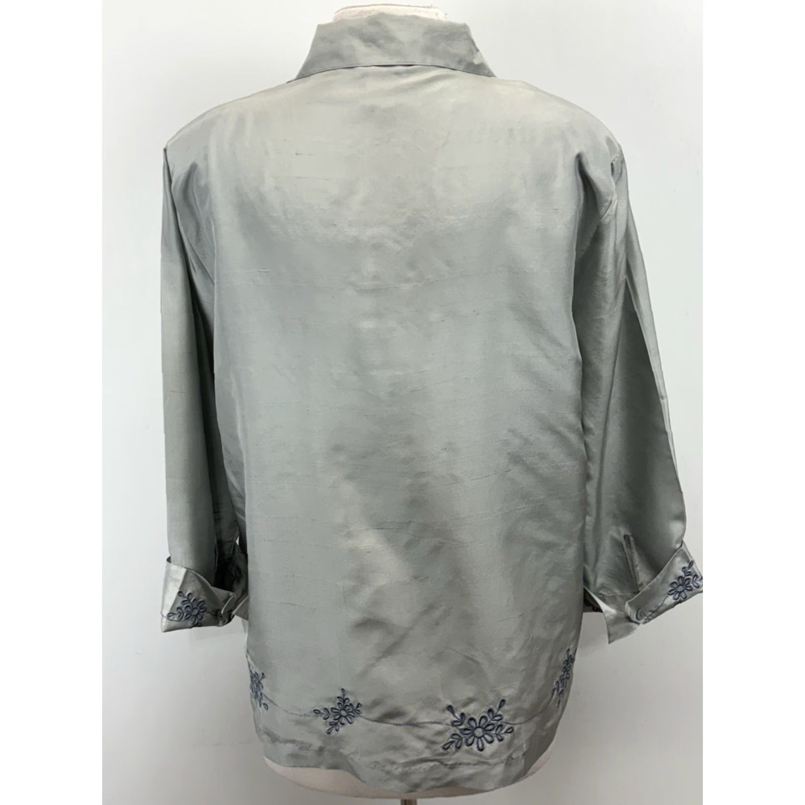 Vintage VINTAGE ISC Silk Outfit Pants Shirt Grey Large Womens 1990s Embroidered Y2K Fairy Size L / US 10 / IT 46 - 4 Thumbnail