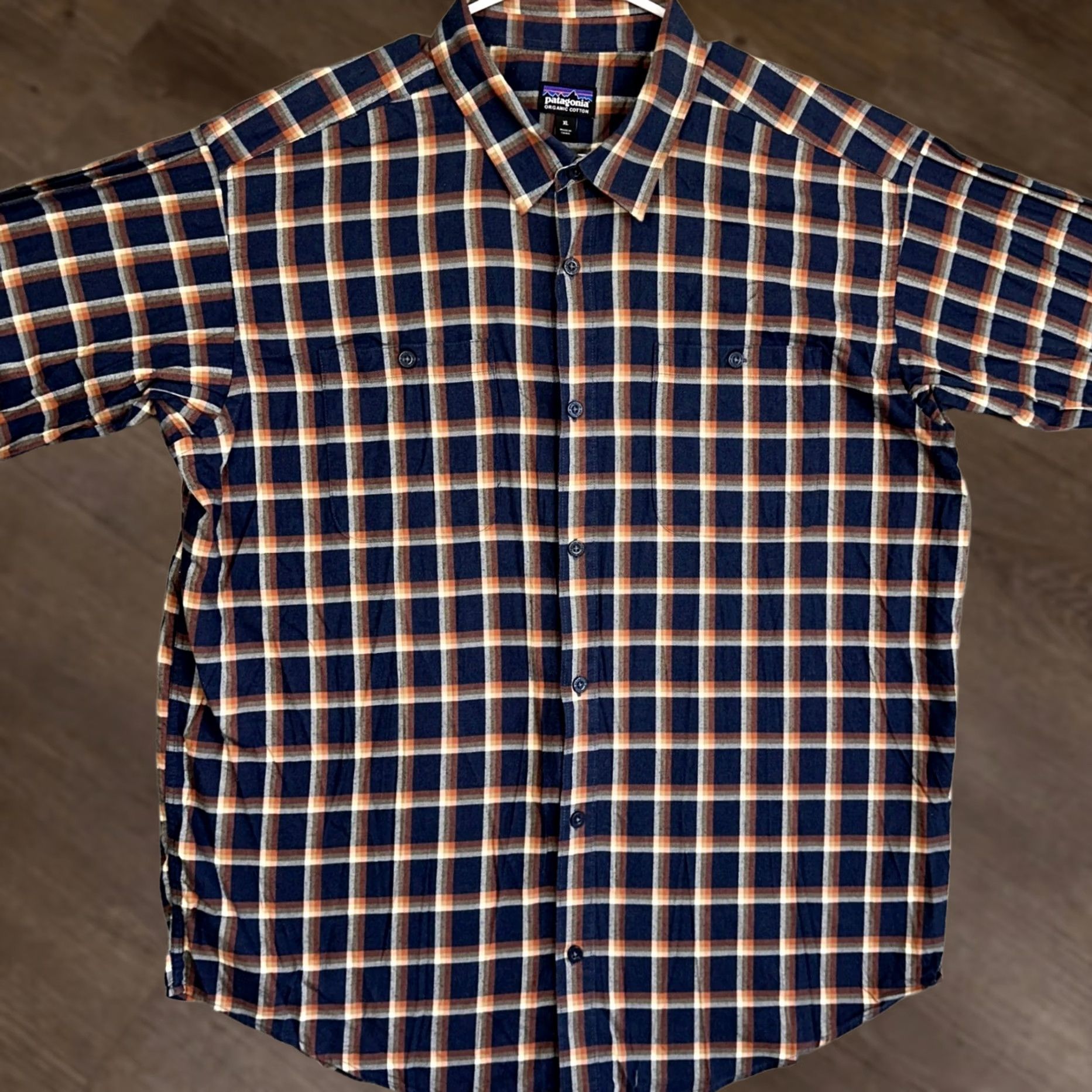 Patagonia Patagonia Shirt Mens XL Navy Orange Plaid Button Up Long Sleeve Crewneck? Size US XL / EU 56 / 4 - 1 Thumbnail