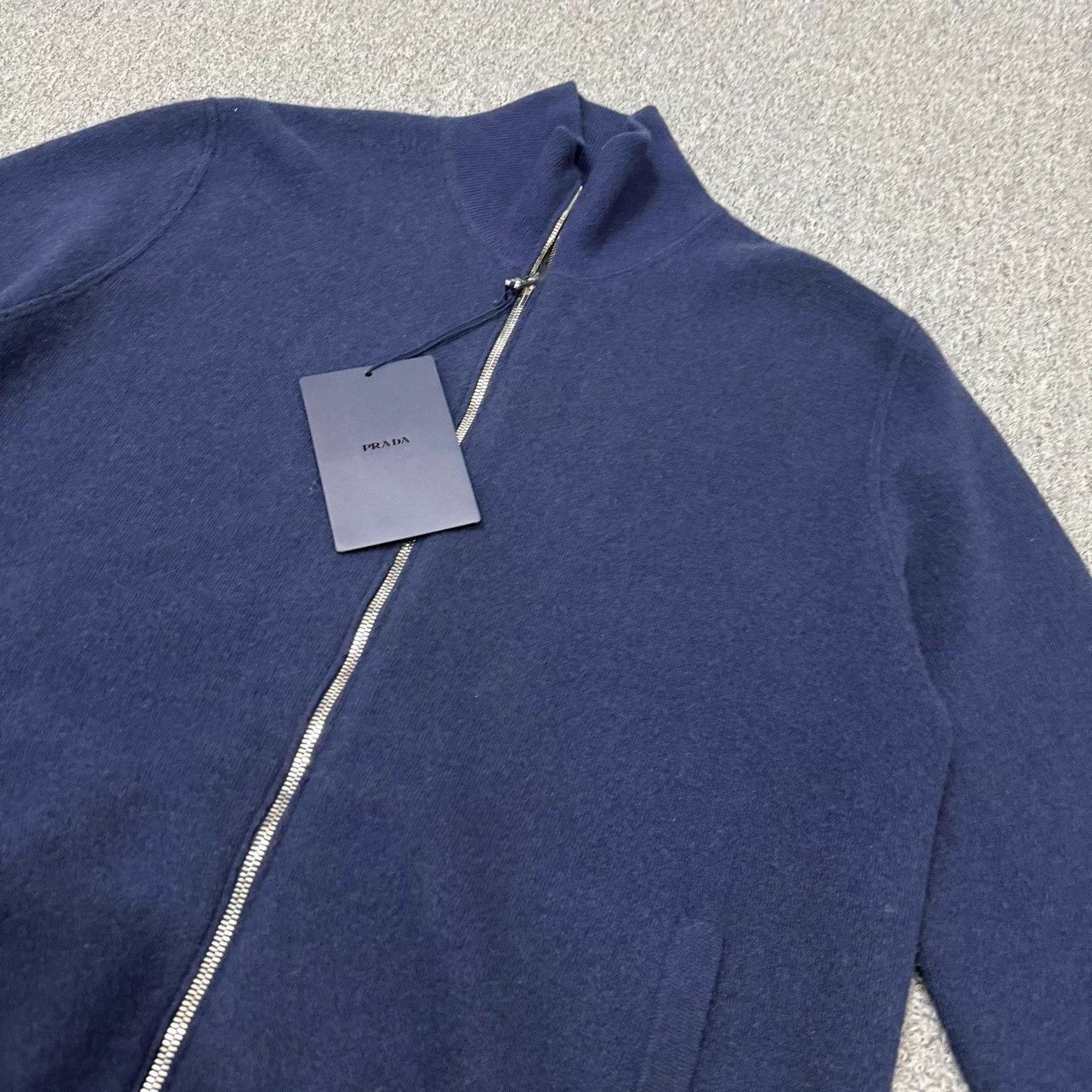 Prada Prada Blue Back Triangle Logo Wool Zip Jacket 52 99 New Size US L / EU 52-54 / 3 - 3 Thumbnail